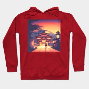 Japanese Sunset of Halloween Season Magical Temple Hoodie